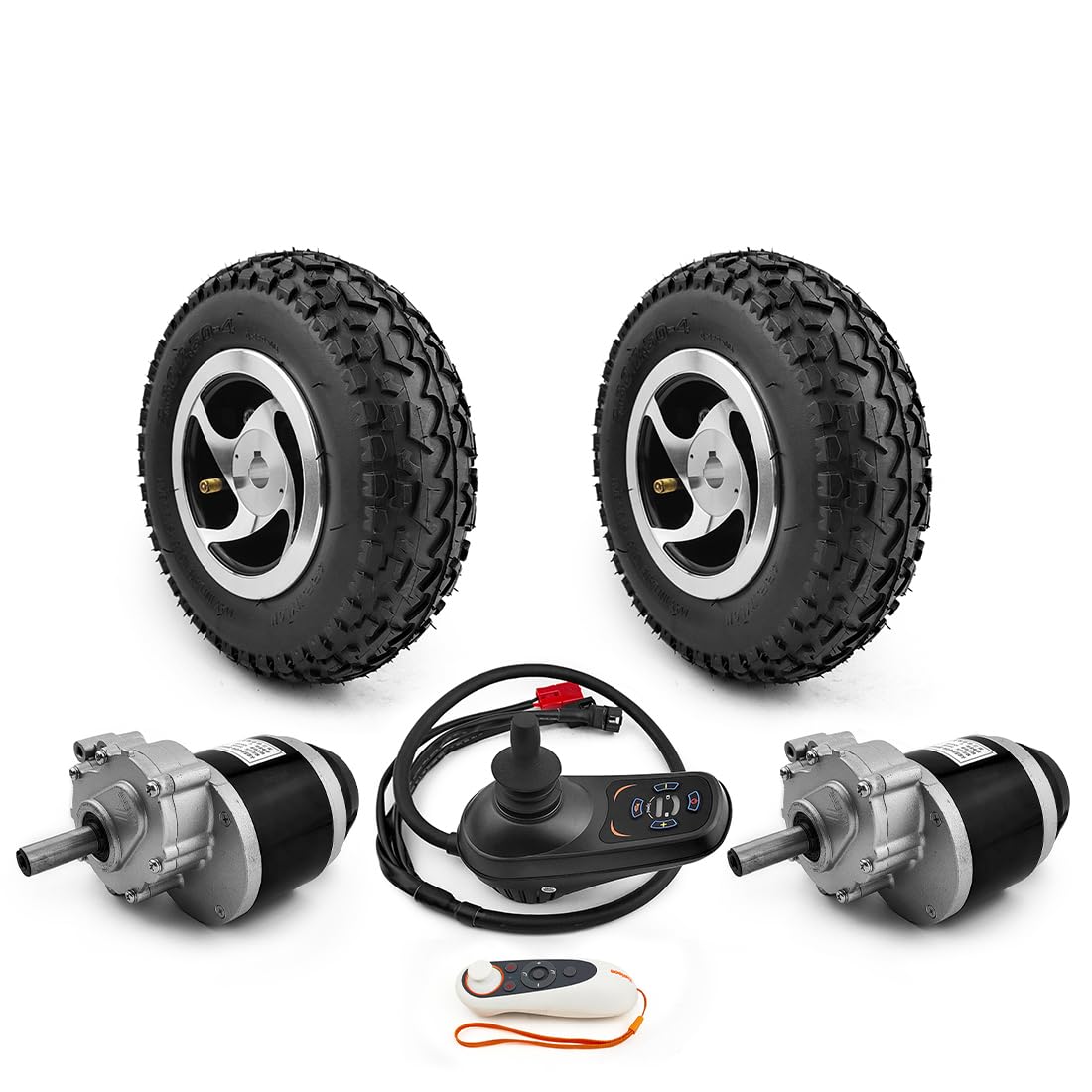 Kit de herramientas para cortacésped eléctrico de 24 V y 700 W, doble rueda de 9 pulgadas, motor sin escobillas de 120 RPM con control remoto, eficiente Ln Care Solut