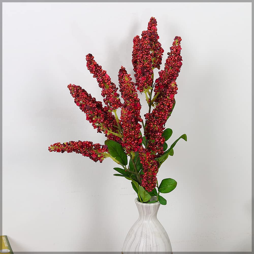 Yatai 2pcs Amaranthus Flower Stem - Natura and Real Look Flowers for Home Office Restaurant Wedding - Fake Flowers for Decorations (Red)