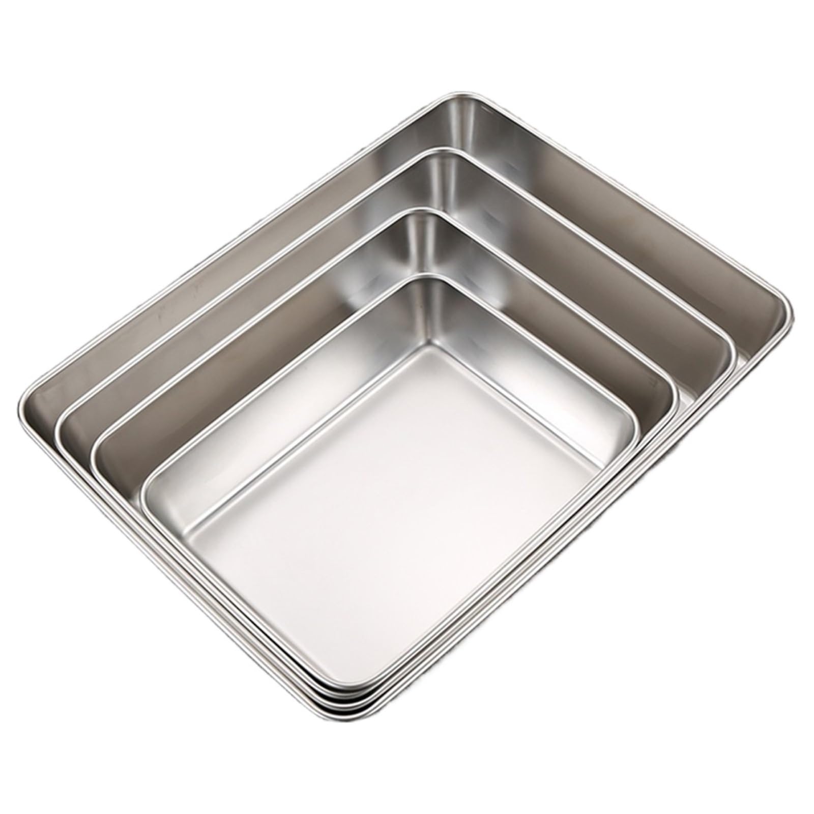 4 stücke Rechteckige Edelstahl Vertiefen Backform Antihaft Kuchen Brot Pfannen Lagerung Trays Platten Backformen