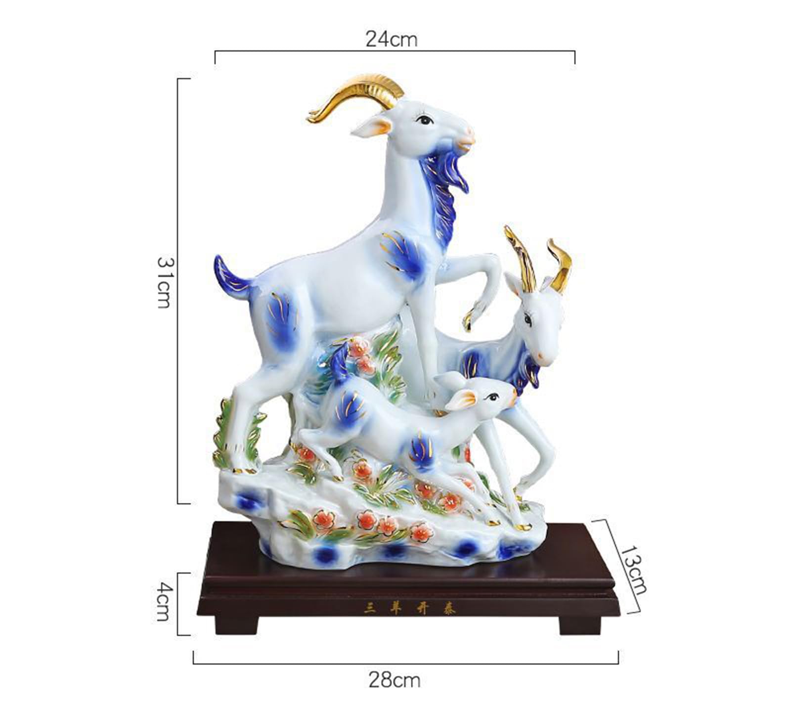 Ceramiczna figurka przynosząca dobrobyt – statua bogactwa Feng Shui, dekoracja chińskiej kozy zodiaku do salonu, luksusowa ozdoba artystyczna do domu,