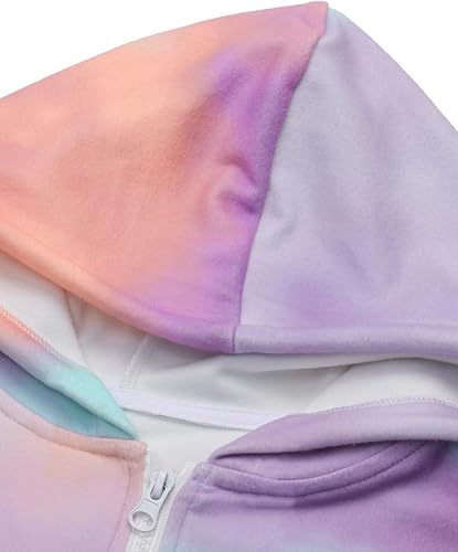 Miniatura 3 de storeofbaby Sudadera con capucha y cremallera para niñas, casual, de manga larga, ligera, con bolsillos