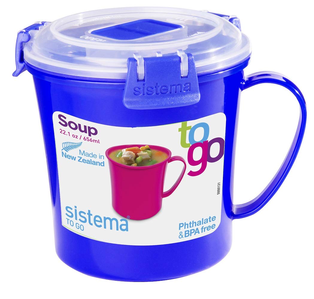 Sistema 6 vasos de sopa para microondas, 656 ml, sin BPA, varios colores