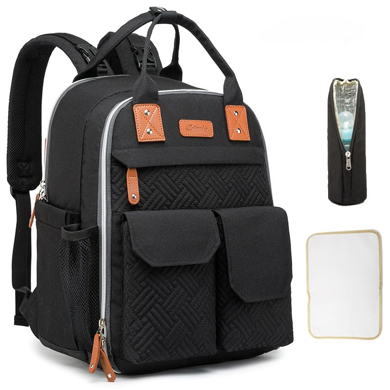Mochila bebe Bolsa Maternity para fraldas Grande capacidade Tecido impermeável (preto)