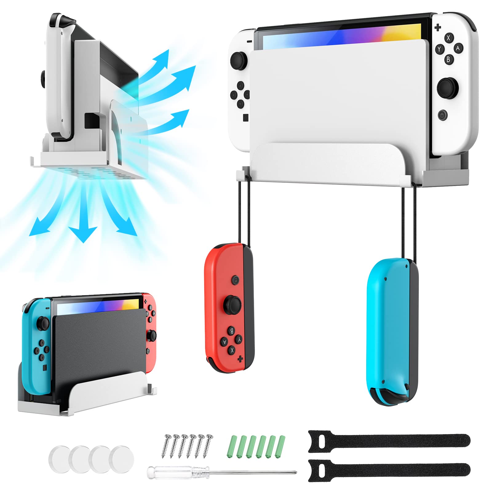 Buy MoKo Wall for Nintendo Switch/Switch OLED, Metal Wall Bracket with JoyCon Hooks, Airflow