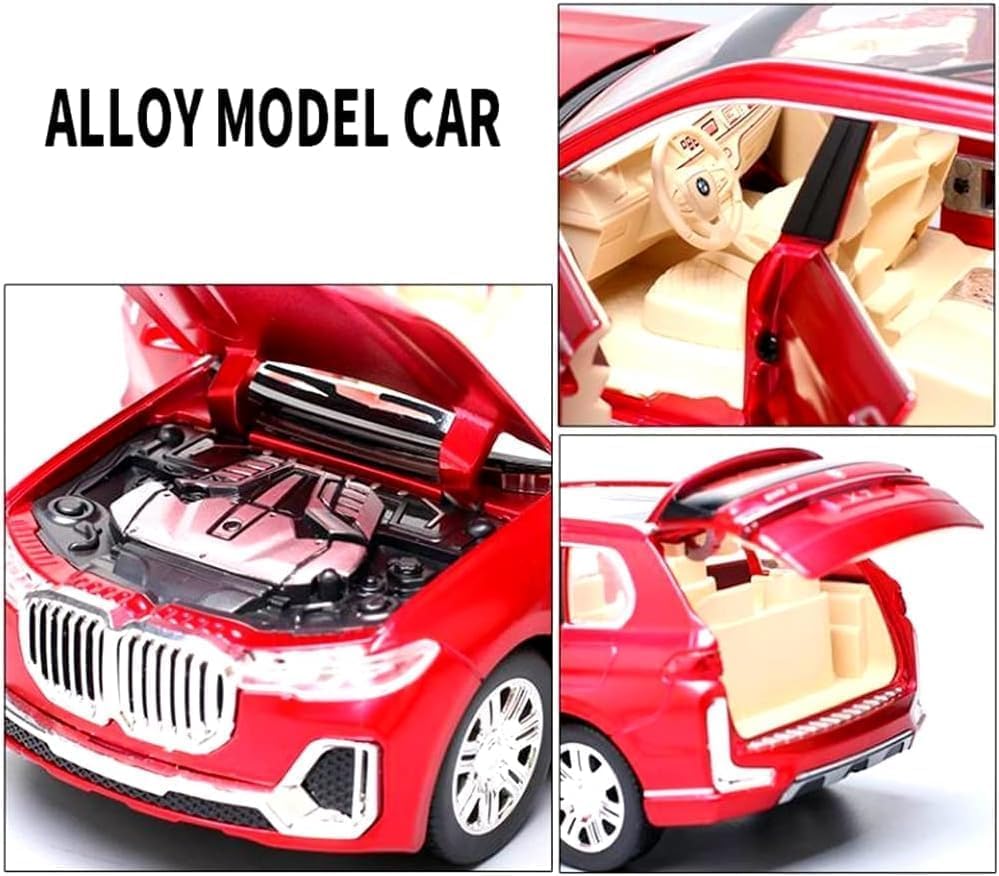 Image of Exclusive Alloy Metal Pull Back Die-Cast Car 1 /32 Bmw X7 Toy Car Diecast Metal Pullback Toy Car With Openable 6 Doors, Light Music Boys Gifts Toys(1:32 B M W X7 - Red)