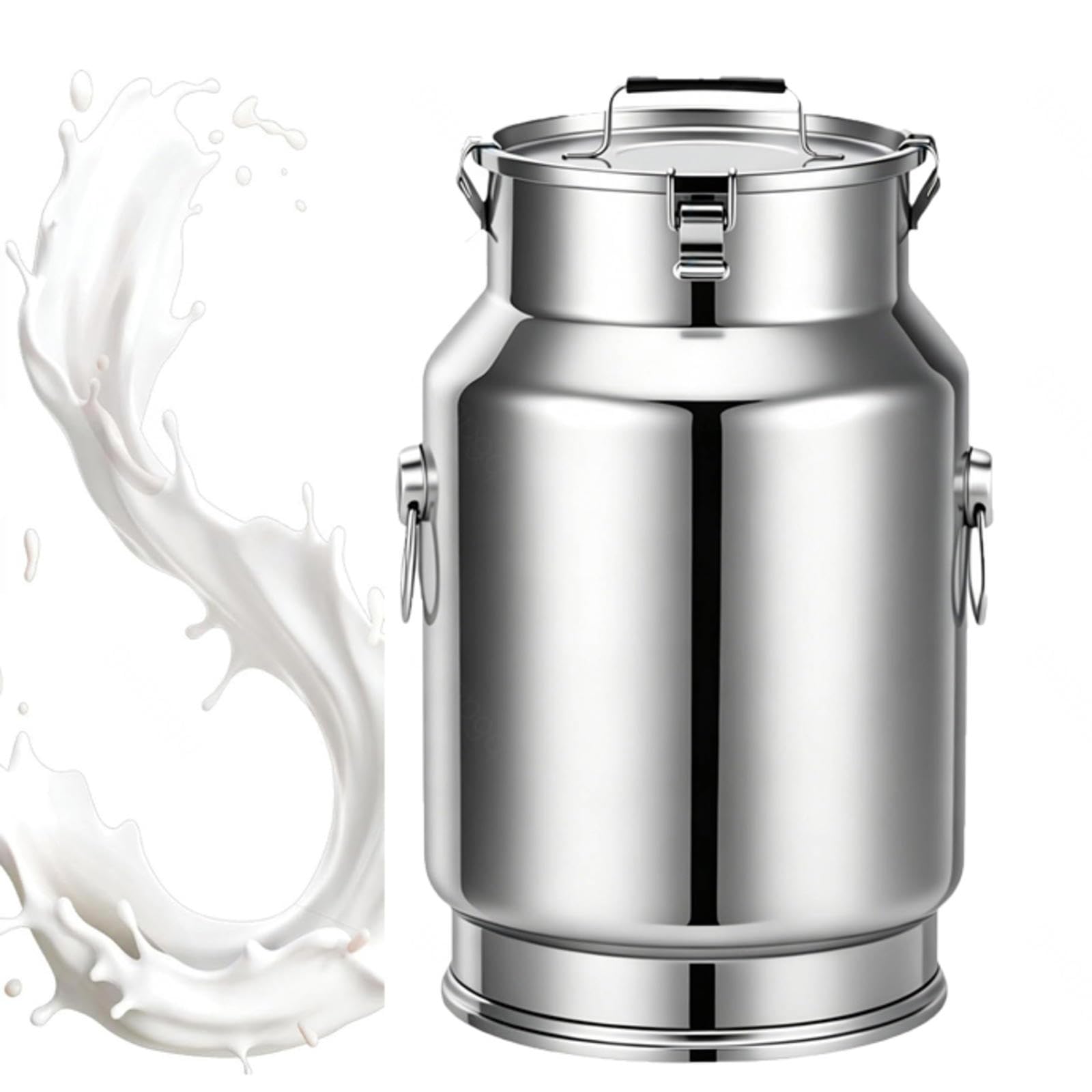 pot à lait en acier inoxydable 2.5/5/10/15/20/25/30L, pot à lait en acier inoxydable Bidon hermétique-Seau de cuisine avec couvercle-Seau de rangement pour le riz, la farine, les céréales,A-5L