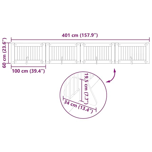 Foto 3 de 8 de vidaXL Puerta para Perros Plegable con Soportes 4 uds. Roble Artisan
