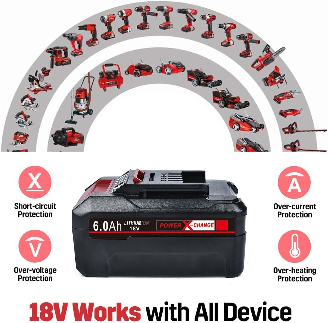 Batería de repuesto para Einhell 18 V, compatible con herramientas eléctricas inalámbricas Einhell Tools X-Change 4511396 4511437neu PXBP-600 PX-BAT52 (4000 mAh, 1 unidad)