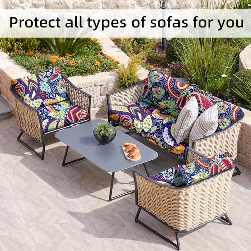 Image of BIETYONE 8Pcs Stretch Patio Cushion Covers,Outdoor Couch Covers Replacement,Outdoor Couch & Sofa Slipcovers,for Patio Furniture Cushion Covers,Washable Reusable urniture Protector (Rococo,Cover Only)