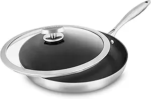 Scanpan CX+ 12.5" Fry Pan with Glass Lid - Stratanium Plus Nonstick - 5-ply Stainless Steel