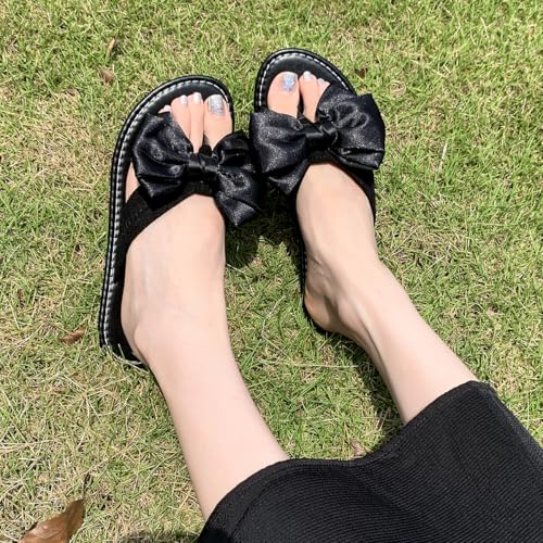 Women’s Bowknot Flat Sandals – Cute Summer Slip-On Flip Flop Sandals with Satin Bow Accent, Comfortable Casual Thong Slides for Beach, Vacation, or Everyday Wear4