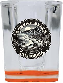 Doheny Beach California Souvenir 2 Ounce Shot Glass Square Orange Base 4-Pack