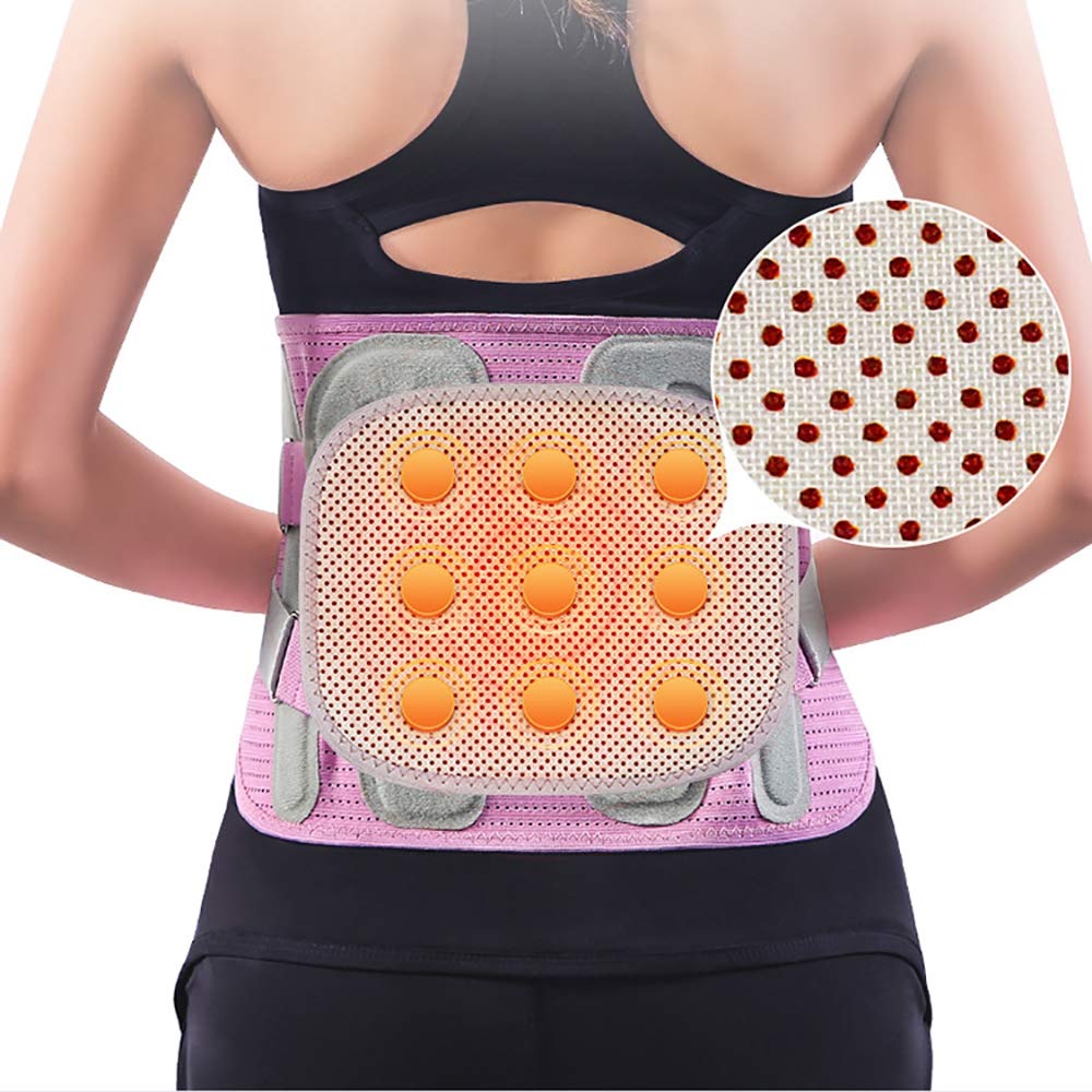 Faja Lumbar Fitness - Tractor de Hernia de Disco Lumbar Lumbar - para el Alivio del Dolor Lumbar - Soporte médico de cartílago biónico de Nylon,Rosado,M