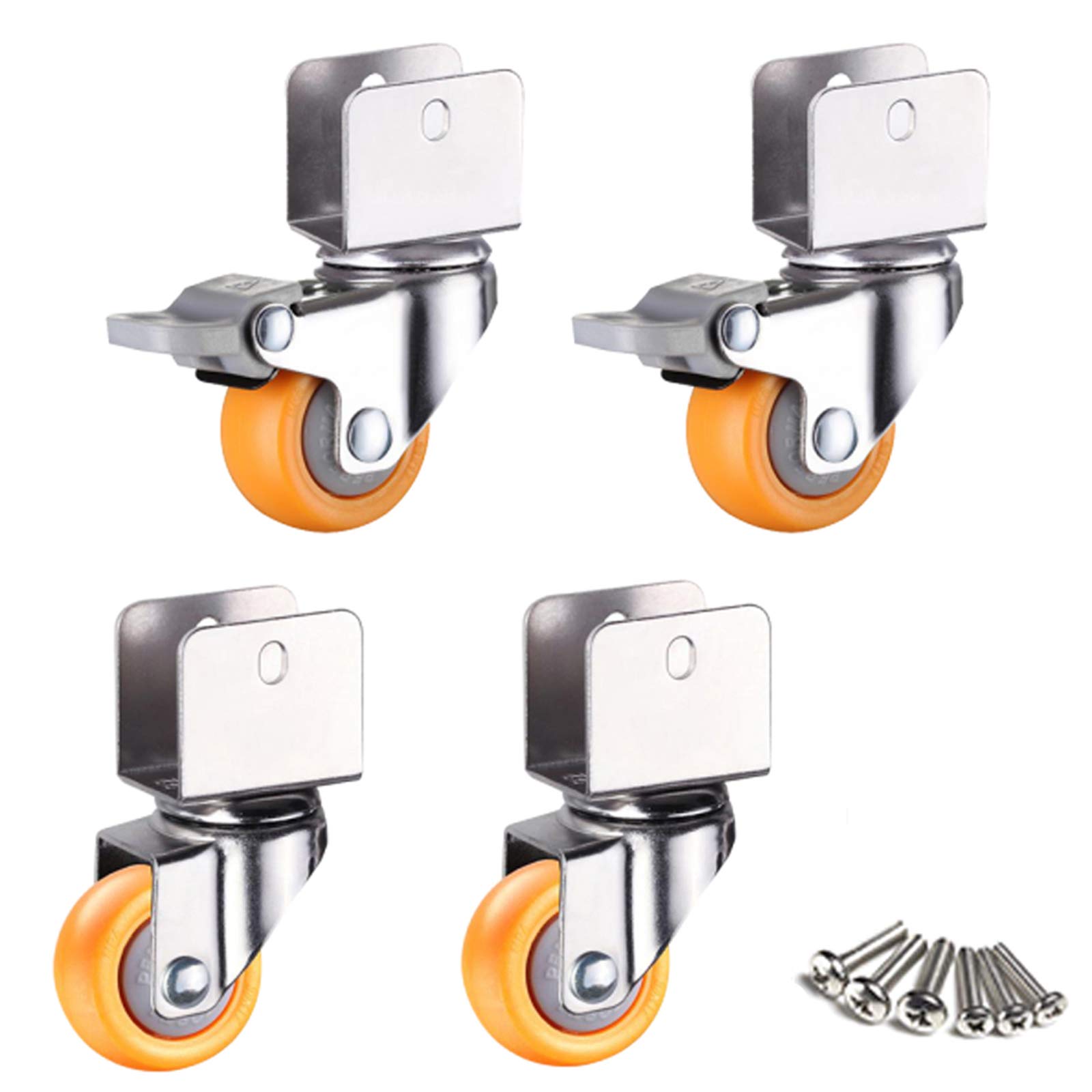 GBRJUYF Small Furniture Caster Wheels 4Pcs 360° Swivel Castor Wheels with Brake Universal 25mm PA Nylon Caster for Baby Carriage Load 75KG