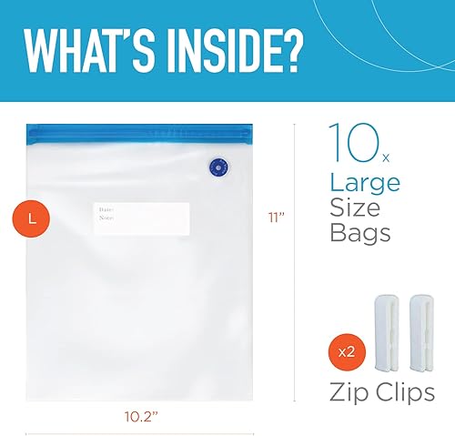 Miniatura 9 de OUII Bolsas Sous Vide para cocinas Joule and Anova  15 bolsas reutilizables sin BPA Sous Vide con bomba de mano al vacío en varios tamaños  Bolsas