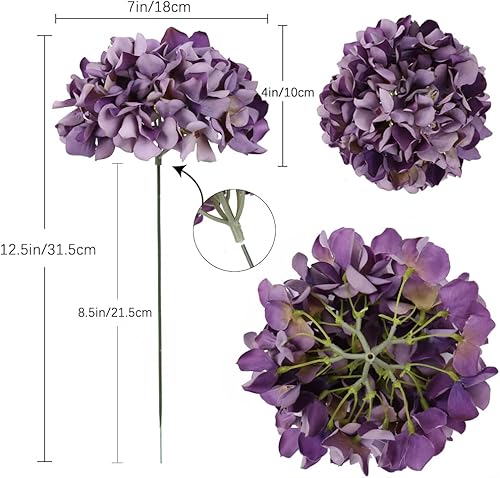 Miniatura 9 de Hortensias artificiales de hortensias, 10 unidades, flores de seda de hortensias verde menta, flores falsas para centros de mesa de boda, decoración