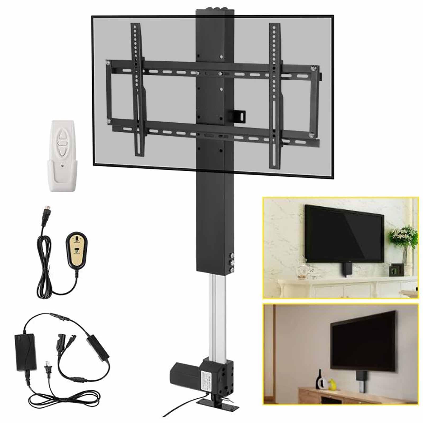 Soporte motorizado para TV - Soporte de Suelo para TV, Gancho de 3 Niveles, Ajuste de Altura de 107,4 a 187,4 cm, para televisores de 55 a 60 Pulgadas, con Mando a d