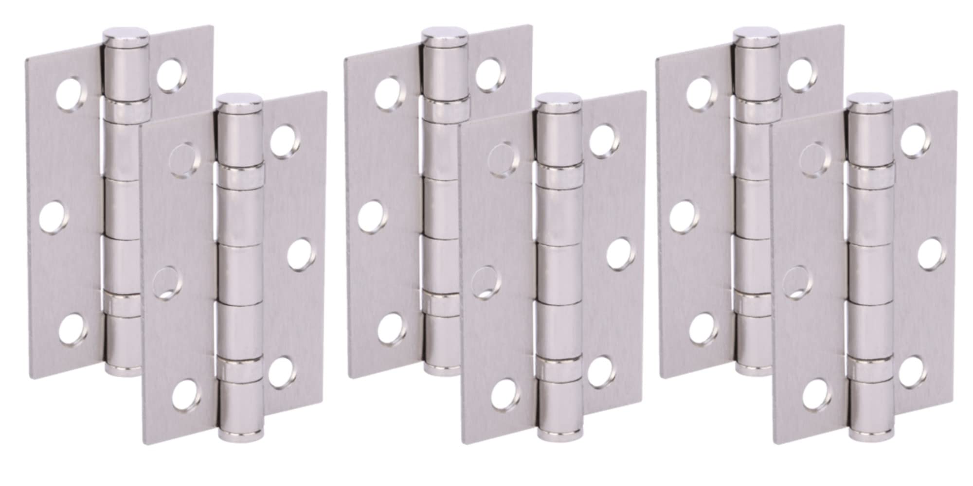 HANDLEZONE® Door Hinges 3 Pairs 76mm / 3 inch Ball Bearing, with Screws - Satin Nickel