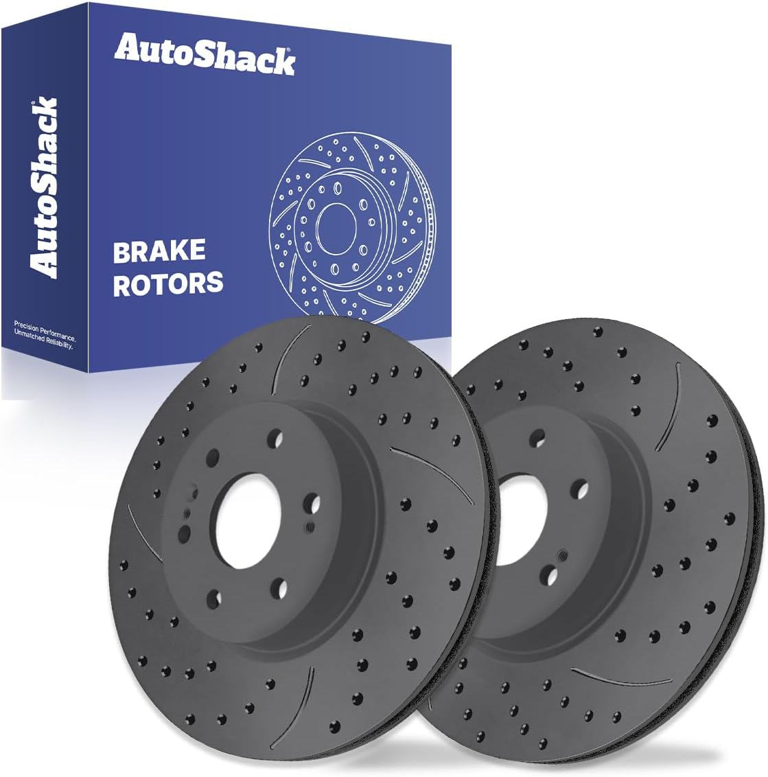 Amazon.com: AutoShack Front Vented Drilled & Slotted Coated Brake ...