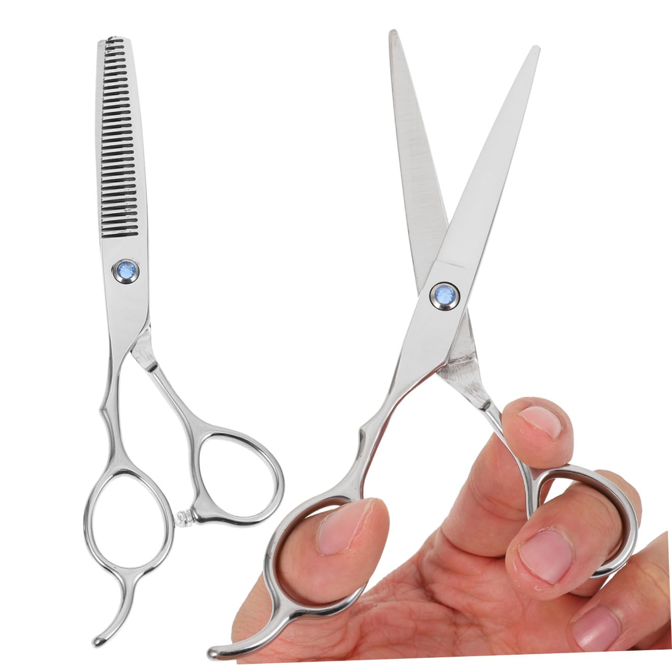 Zerodeko 2 pièces Ciseaux de Coiffure Gaucher Inoxydable Ciseaux Plats Dents pour Coupe Professionnelle et Confort Du Poignet