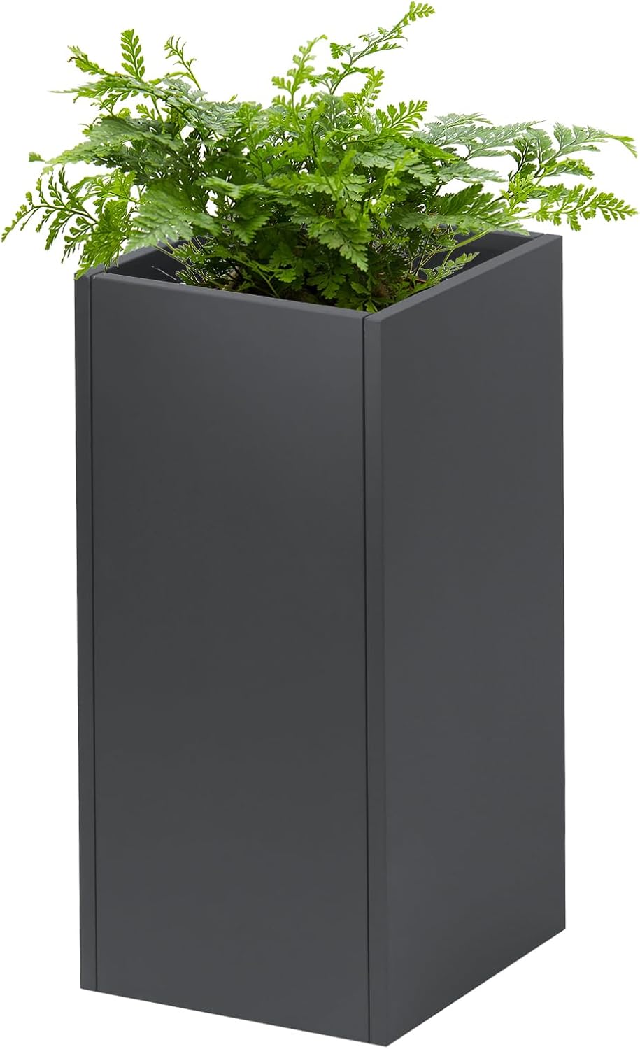 Rectangular Planter Box 14" L14 W30 H Outdoor Metal Planter Box with Removable Insert Shelf, Black, Modern Style, Floor Standing, Indoor/Outdoor