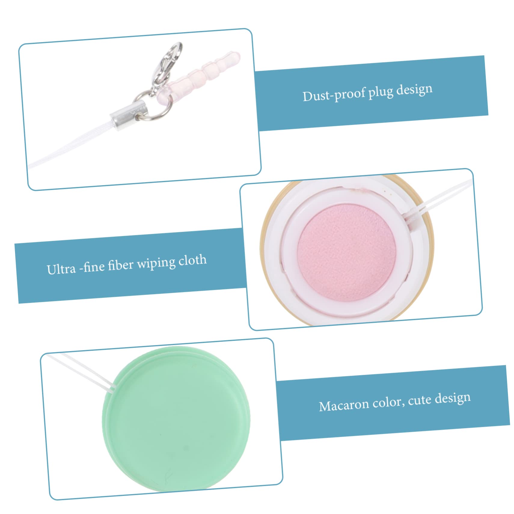 Healeved 4 Set Di Simpatici Detergenti Per Lo Schermo Del Telefono Con Design Macaron Facili Da Trasportare Con Cordino 8 Pezzi * 4
