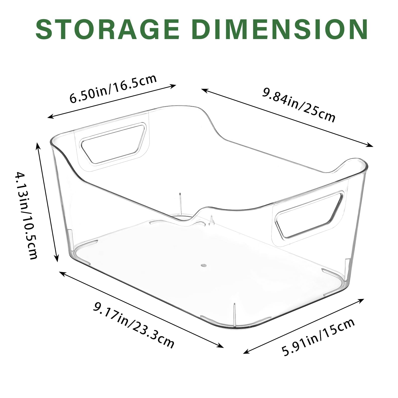 Paquete de 6 cajas de almacenamiento de plástico transparente, cesta de almacenamiento de plástico con asa para organizador de armario de cocina, despensa, baño, debajo del fregadero