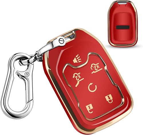 Miniatura 7 de QBUC Funda protectora de TPU con llavero para Chevy Silverado GMC Sierra 1500 2500HD 3500HD 3500HD 5 botones