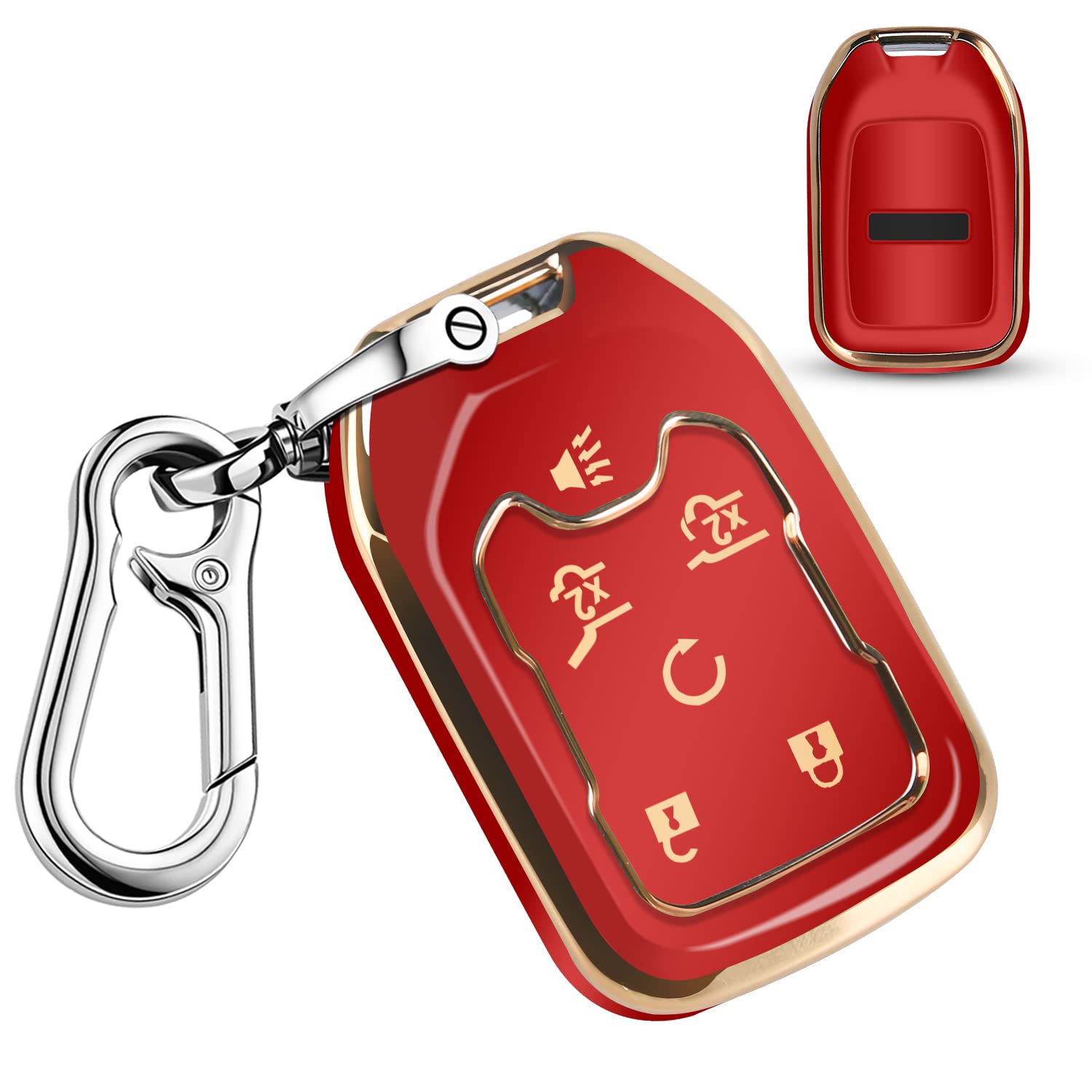 QBUC for GMC 360°Protector Key Fob Cover with Keychain for 2019-2021 Chevrolet Chevy Silverado and GMC Sierra 1500 2500HD 3500HD Terrain Acadia Yukon