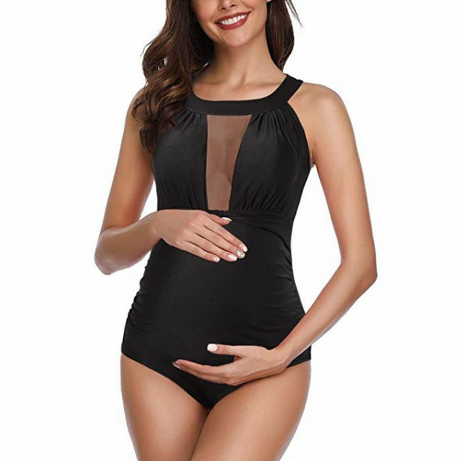 Pour femmes enceintes, tissu polyester extensible avec ventre à séchage rapide, maillots de bain confortables à séchage rapide