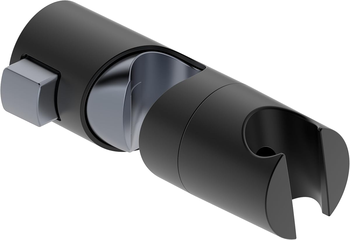 Shower Head Holder for Slide Bar Adjustable Hand Shower Holder Bracket for Slide Bar, Slider Clamp Bathroom Replacement,360 Degree Rotation Sprayer Holder, Matte Black Finish