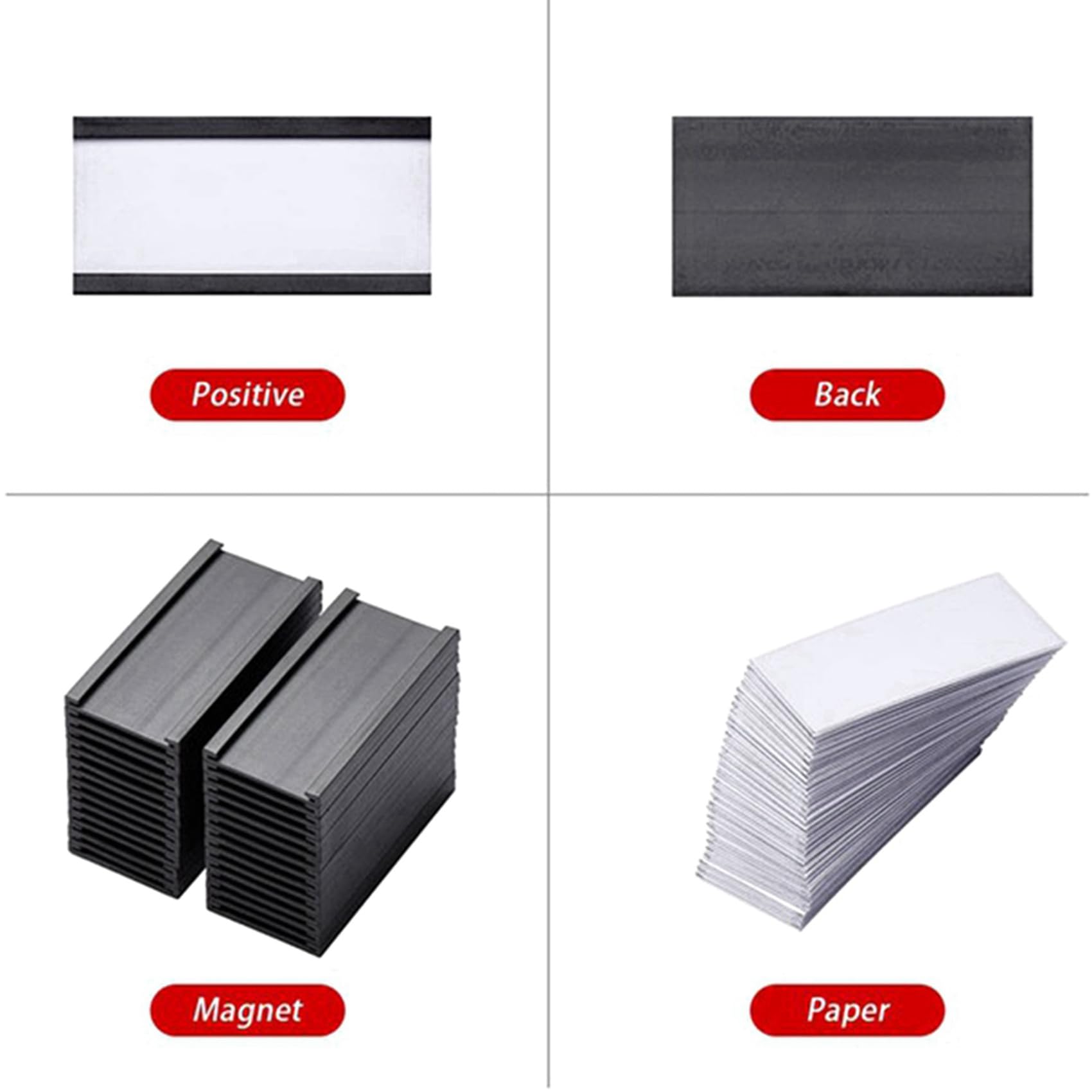 200 PièCes Porte-ÉTiquettes MagnéTiques avec Porte-Cartes de DonnéEs MagnéTiques avec Protecteurs en Plastique Transparent pour ÉTagèRe en MéTal (1 X 2 Pouces)
