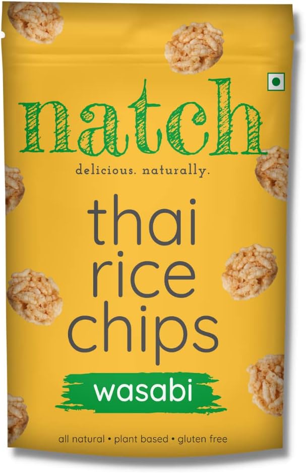 Natch Thai Sticky Rice Chips Gluten Free Vegan Party Family Pack Natural Crunchy Crackers (Wasabi) 100g