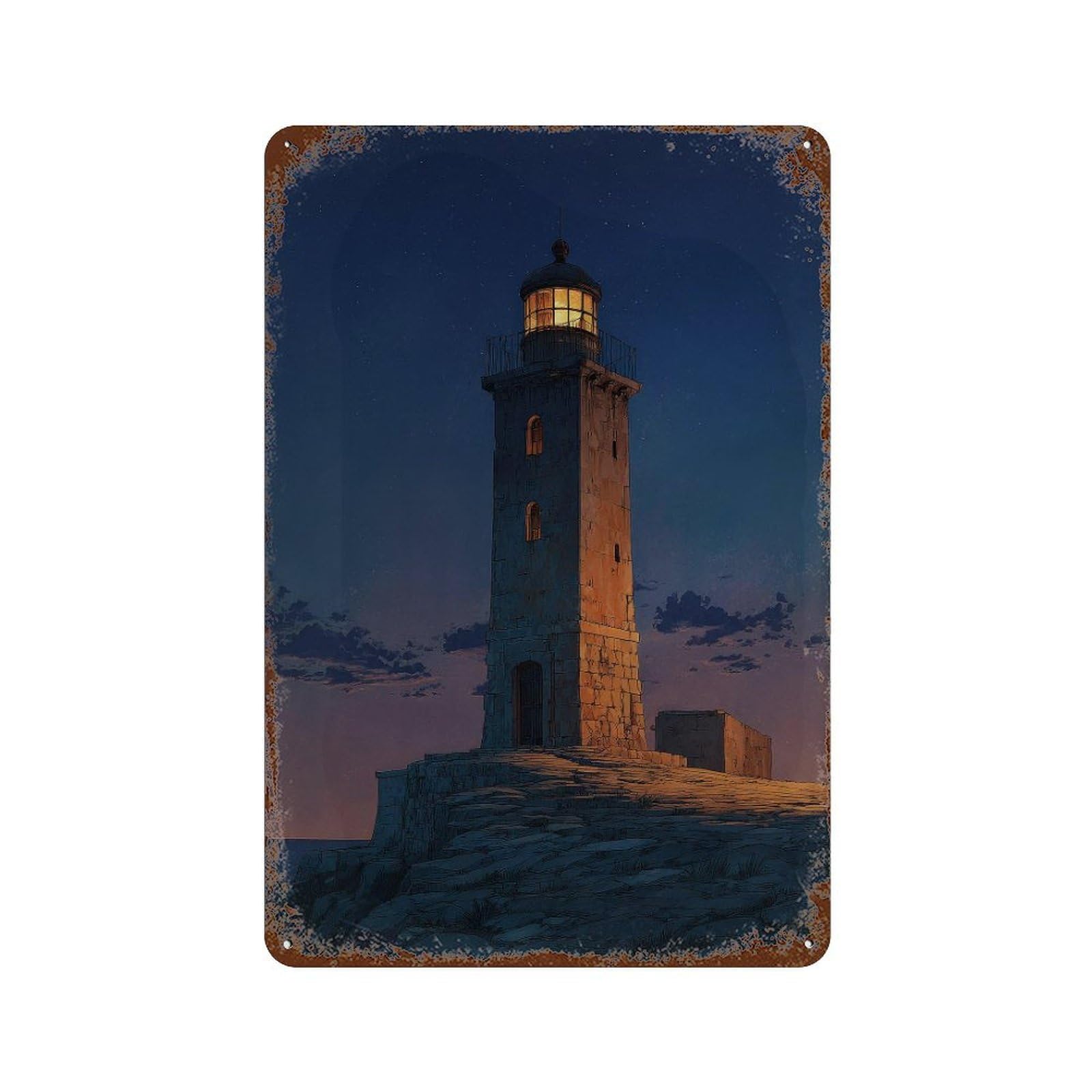 xiaoxiaoshen Lighthouse. Atmospheric Moody Coastal Wall Decor Art Metal Tin Poster Modern Home Decor Art Home Bar Shop Decorations Vintage Sign 30x20cm