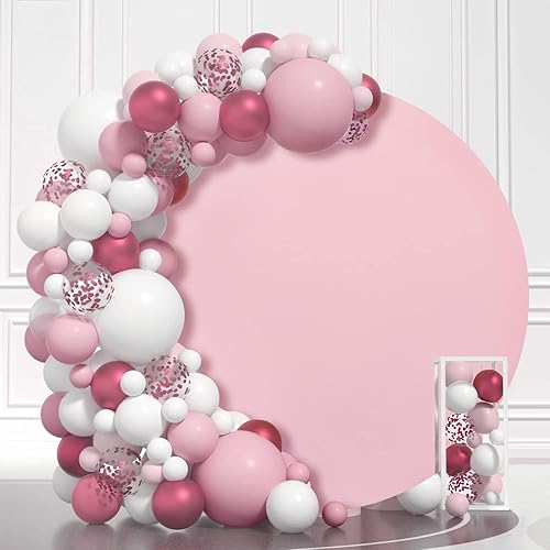 Miniatura 4 de Cubierta de fondo redonda rosa de 7.2 x 7.2 pies, círculo rosa, fondo de fotografía de cumpleaños, para fiestas, baby shower, bodas, decoraciones
