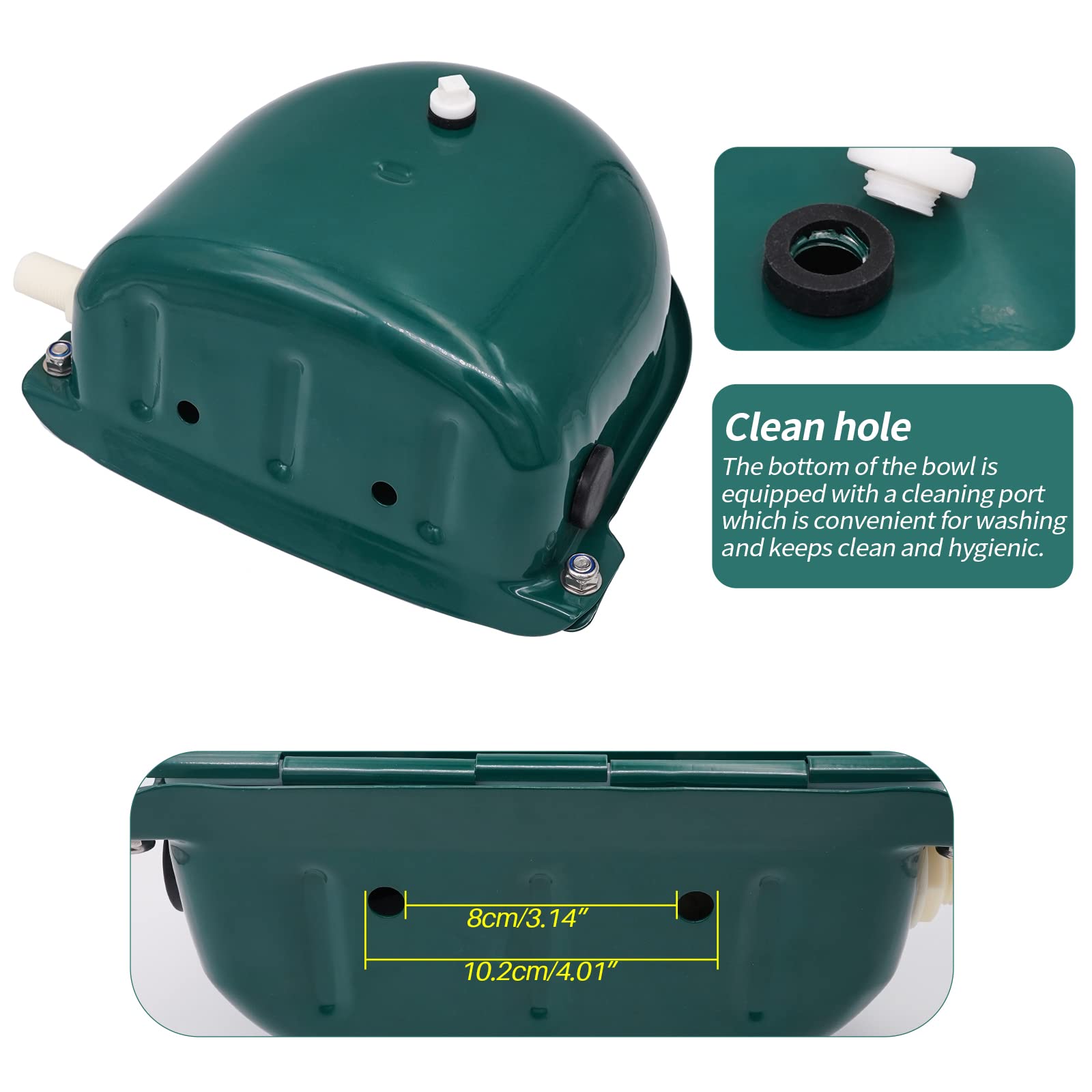 Abbeveratoio Automatico Per Animali MasXirch - Acciaio Inox, Con Valvola A Galleggiante, Verde - Foto 6