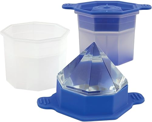Tovolo Moldes de hielo de diamante facetado, juego de 2 moldes grandes de diamante de hielo, ideal para whisky, cócteles y cualquier bebida fría,