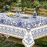 Yinhua Blue and White Table Cloth Rectangle Table 60 X 84 Inch, Tablecloths for 6 Foot Rectangle Tables, Outdoor Tablecloth for Parties, Waterproof Fabric Oblong Polyester Tablecloths