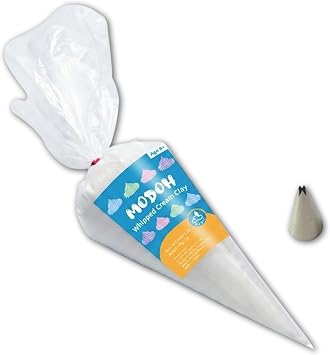 Simulation Fake Whipped Cream Clay with Piping Nozzles Tip White, 3.5 oz, Air Dry Decoden Cream Glue Whip Deco Faux Clay, Ideal for DIY Phone Case
