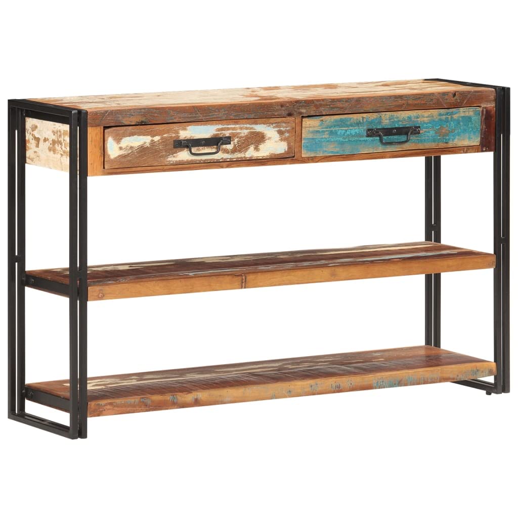 Mesa consola de madera maciza para entrada y pasillo con estantes organizadores
