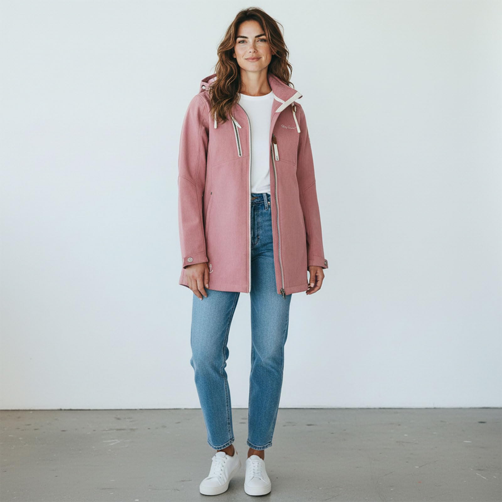Dry Fashion Damen Softshellmantel Büsum - Softshelljacke Lindgrün, Größe 36 | Atmungsaktiv, Wind- & wasserabweisend, Taillierter Schnitt, 2-Wege-Reißverschluss, Abnehmbare Kapuze, Taillenregulierung