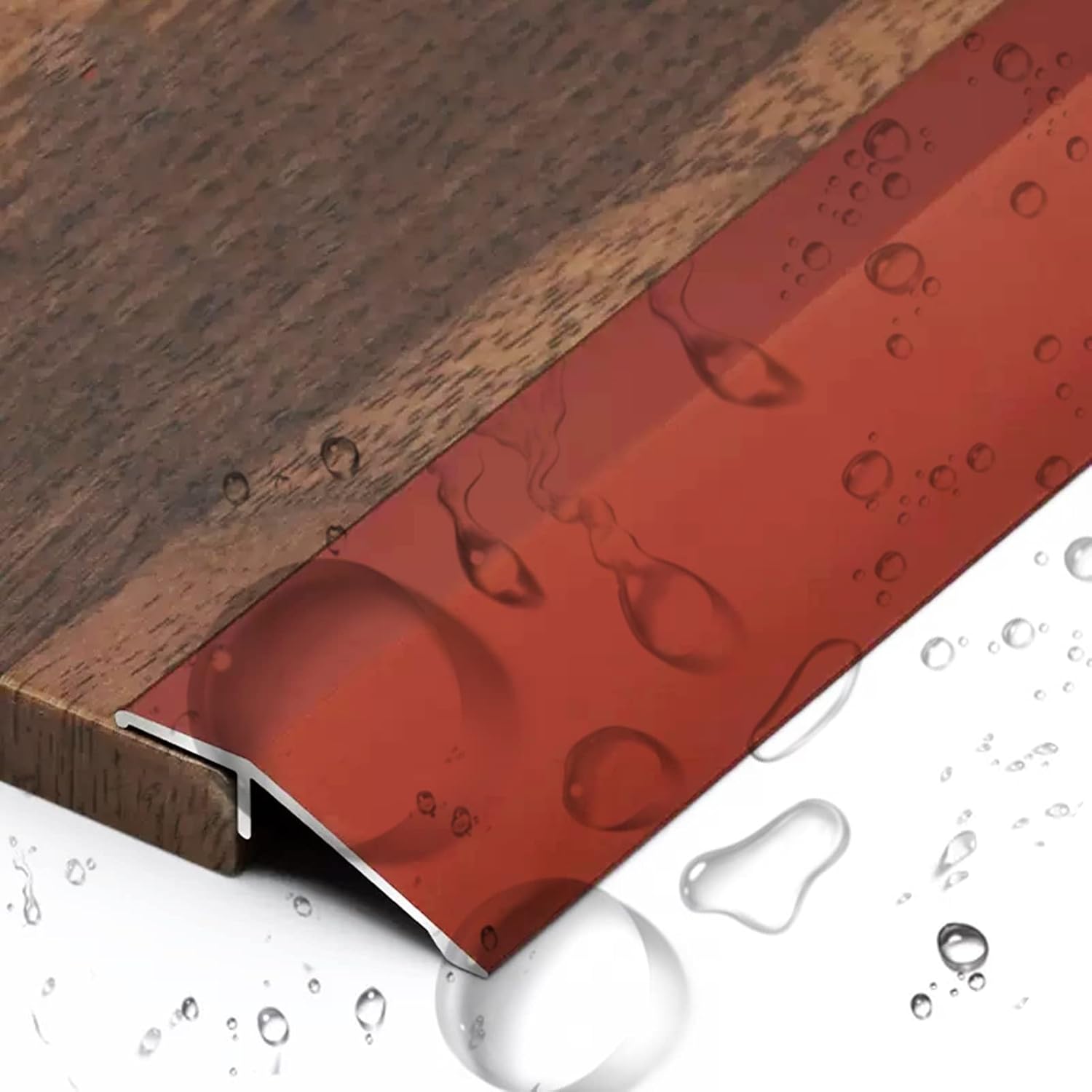 Doorway Floor Transition Strip Carpet to Tile, 3.5cm Wide Entry Thresholds Ramp, Aluminum Edge Trim for Kitchen Bedroom Bathroom, Red (Length 60cm)