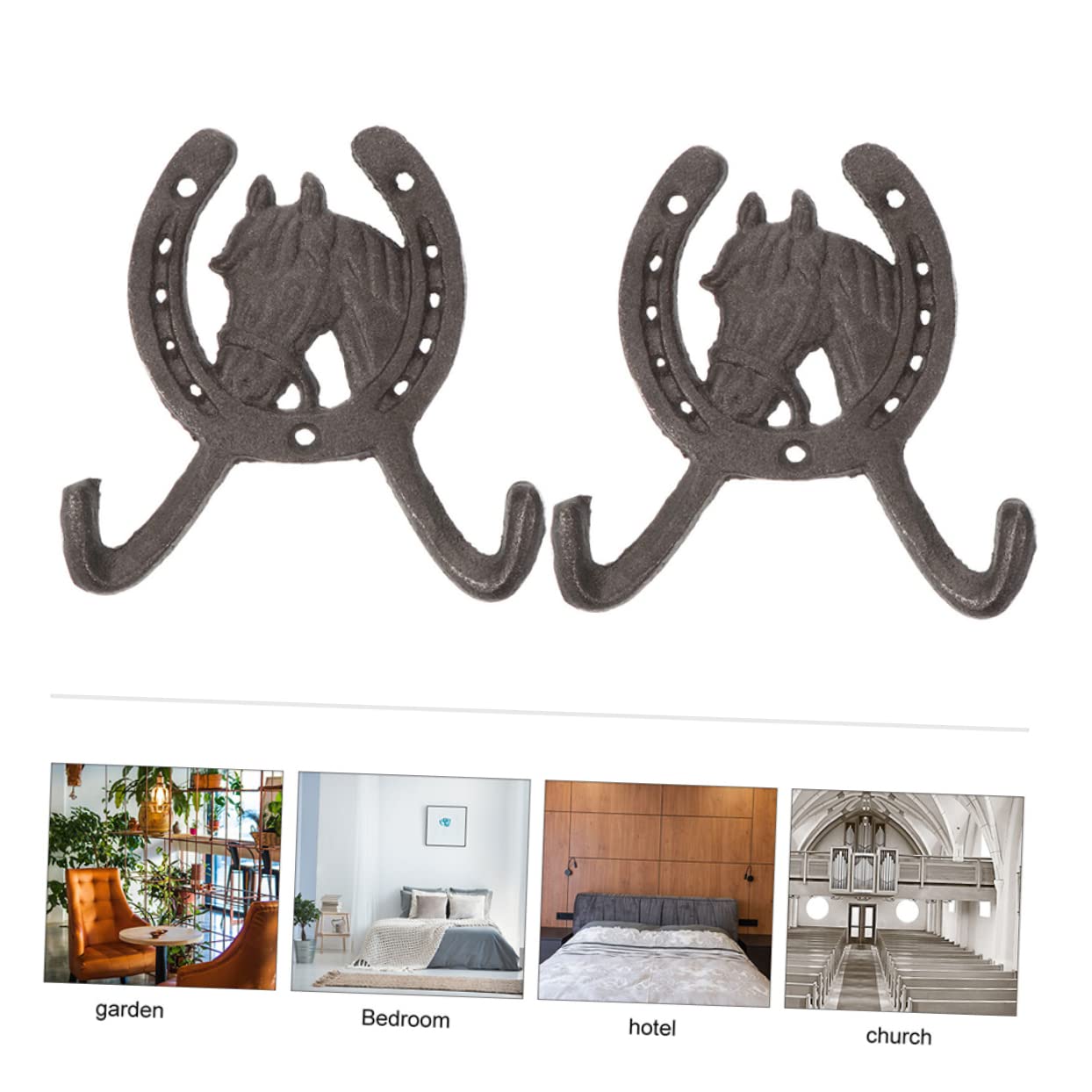 Garneck Set di 4 Ganci da Parete in Ferro Battuto Design a Ferro di Cavallo, Capacità di Carico Elevata per Appendere Chiavi e Abiti, per Decorazione Domestica Retrò