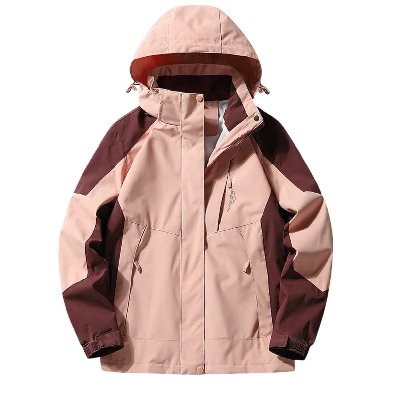 Płaszcz męski Moda Piesze wycieczki Kurtki damskie Camping Wodoodporny Cienki Outdoor Unisex Płaszcz Wiatrówka-Damska Różowy-XXL (Asian)
