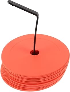 Flat Soccer Training Cones with High-Contrast Surface and Flat Design, Rubber and PVC Material, Includes Storage Bag and Rack, for Sports Training and Agility Practice