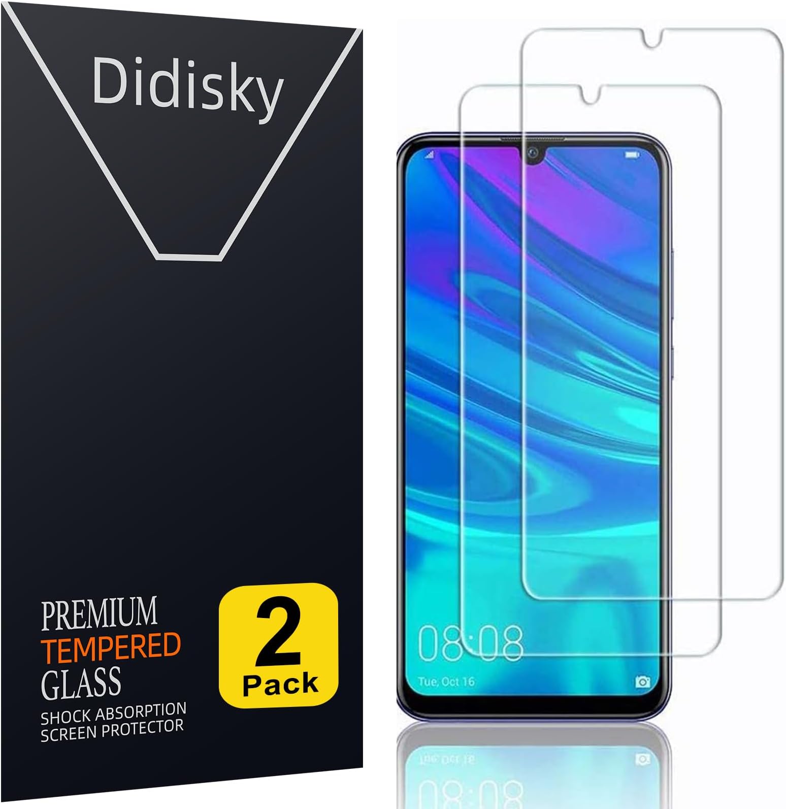Didisky Tempered Glass Screen Protector for Huawei P Smart 2019/2020 / P Smart Plus 2019/ Honor 10 Lite, [ 2 Pack ] Anti Scratch, 9H Hardness, No Bubbles, High Definition, Easy To Apply, Case Friendly