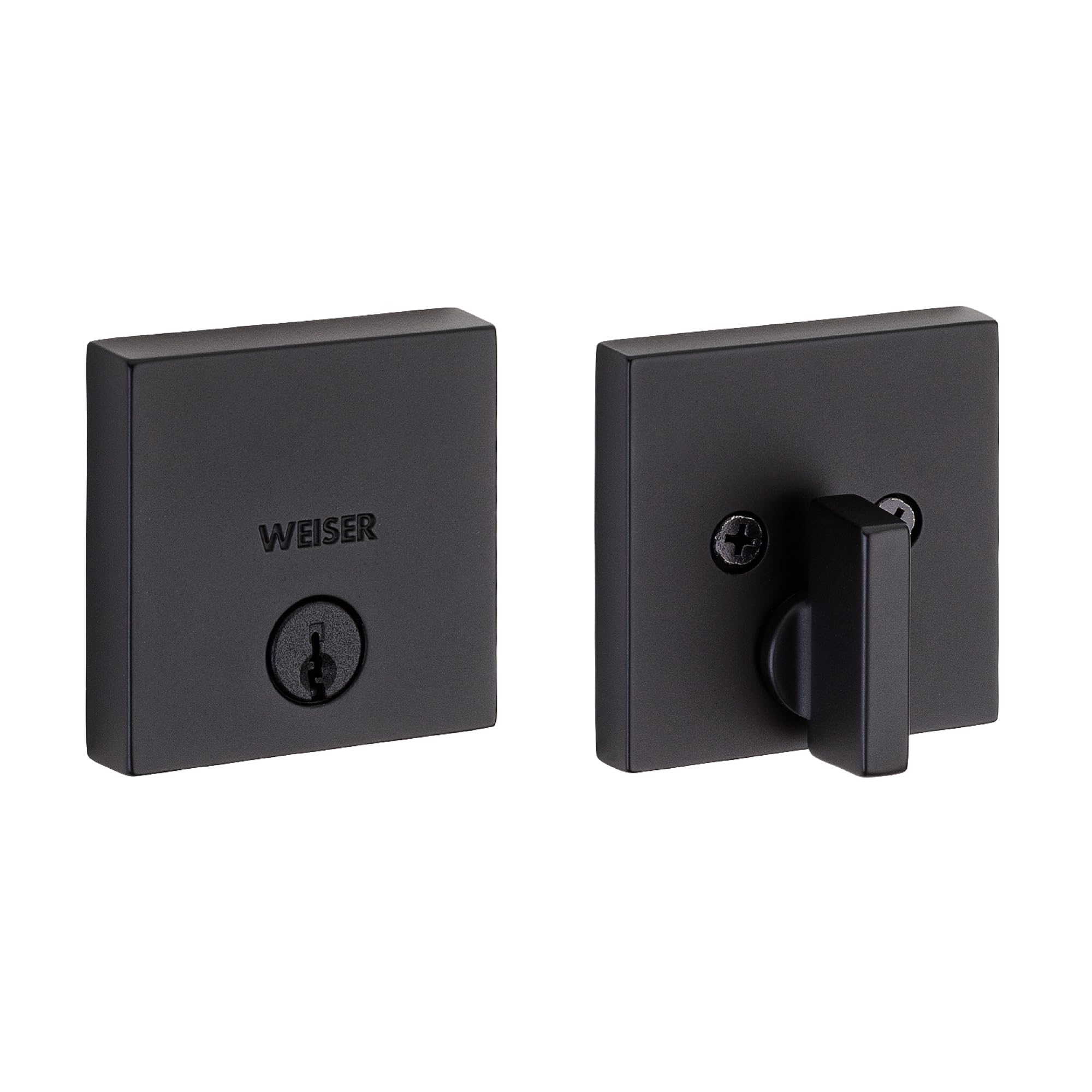 Weiser Downtown Matte Black Square Deadbolt Lock, ANSI/BHMA