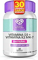 Vitamina D3 2000ui + Vitamina K2 Mk-7 Mastigável sabor Morango - 30 Doses