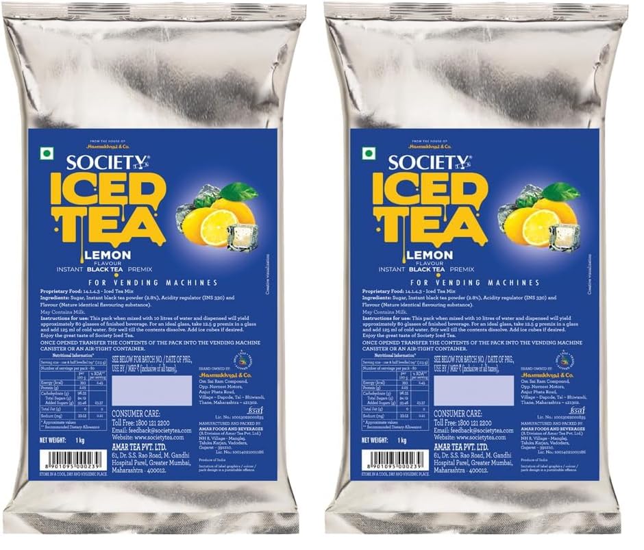 Image of Society Iced Tea | Lemon | Made with Black Tea | Refreshing & Tasty | 1 kg | Pack of 2