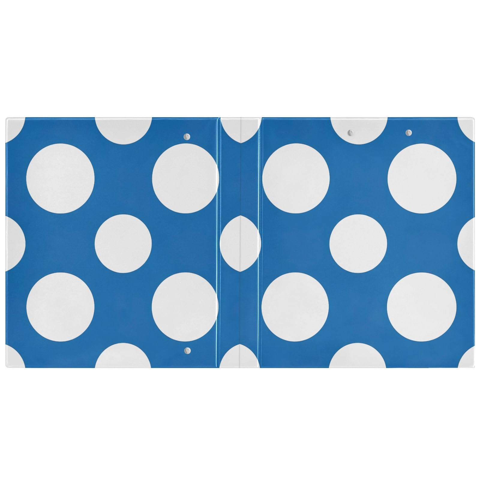 Carpeta de 3 anillos con lunares blancos y azul sólido, carpeta de anillos en D, paquete de 2 | Con portapapeles y bolsillos, para escuela, universidad, oficina